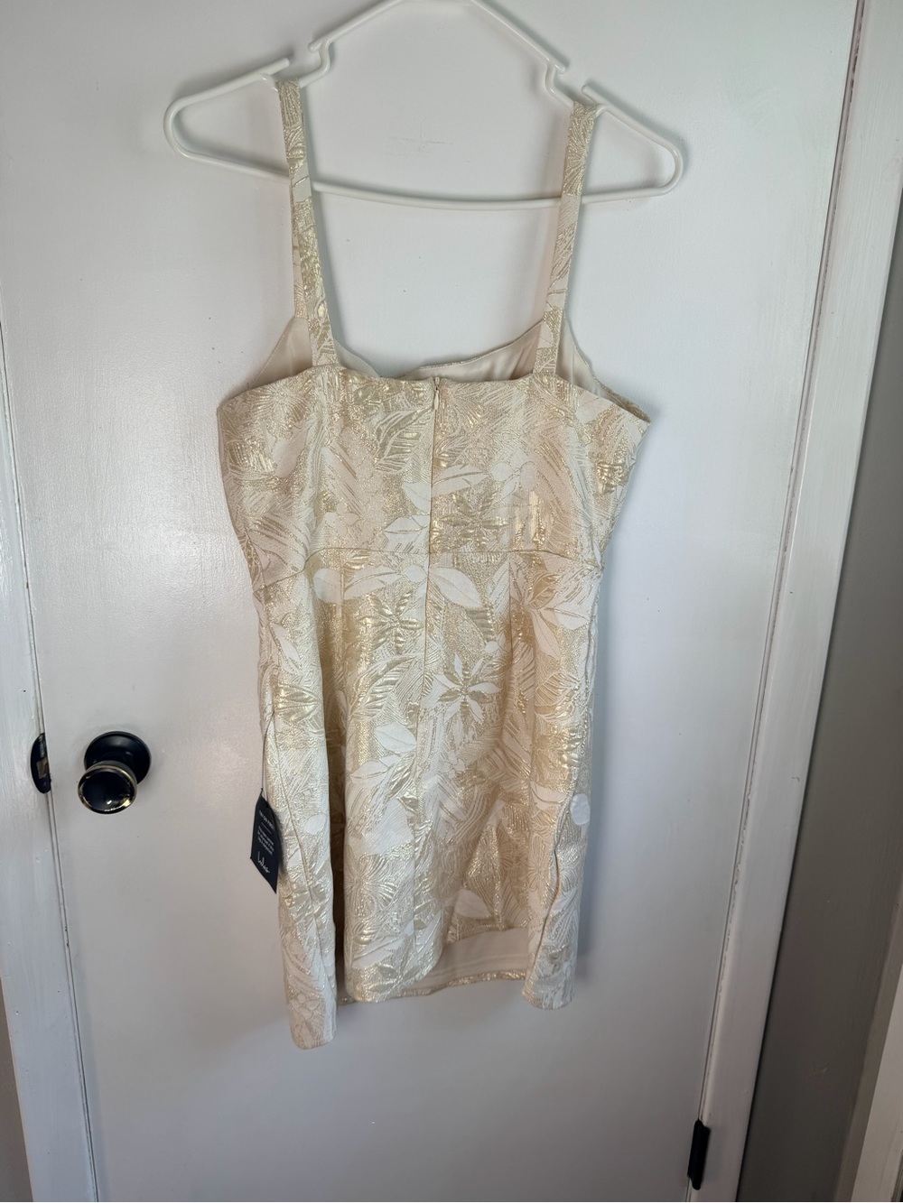 Shine for Us Cream Metallic Tropical Jacquard Mini Dress - Picture 4 of 4